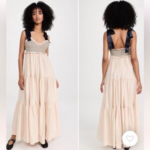 Free People Cream and Navy Maxi Dress